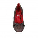 Women's pump shoe with accessory in taupe brown leather heel 7 - Available sizes:  42