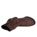 Woman's ankle boot with removable insole, buckle, elastic and zipper in brown suede heel 6 - Available sizes:  43