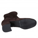 Botines para mujer con cremallera en gamuza y material elastico marron tacon 6 - Tallas disponibles:  43