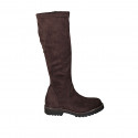 Bota para mujer con media cremallera en material elastico y gamuza marron tacon 3 - Tallas disponibles:  33, 34