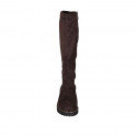 Bottes pour femmes avec demi fermeture éclair en daim et matériau elastique marron talon 3 - Pointures disponibles:  33, 34