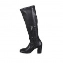 Stivale da donna con mezza cerniera in pelle ed elasticizzato nero tacco 8 - Misure disponibili: 32, 33, 43