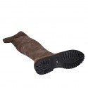 Botas a la rodilla para mujer en gamuza y material élastico gris pardo con media cremallera tacon 3 - Tallas disponibles:  43