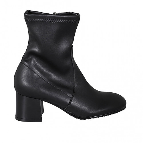 Stivaletto da donna in pelle ed elasticizzato nero con cerniera tacco 6 - Misure disponibili: 42, 44
