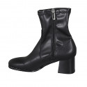 Bottines pour femmes en cuir et matériau élastique noir avec fermeture éclair talon 6 - Pointures disponibles:  42, 44