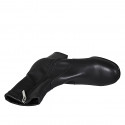 Woman's ankle boot in black leather and elastic material with zipper heel 6 - Available sizes:  42, 44