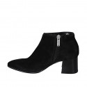 Woman's low ankle boot with zipper in black suede heel 6 - Available sizes:  42