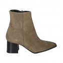 Stivaletto a punta da donna con cerniera in camoscio beige tacco 6 - Misure disponibili: 42