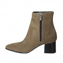 Stivaletto a punta da donna con cerniera in camoscio beige tacco 6 - Misure disponibili: 42