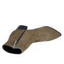 Woman's pointy ankle boot with zipper in beige suede heel 6 - Available sizes:  42