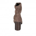 Woman's ankle boot with zipper in taupe elastic material and suede heel 8 - Available sizes:  42