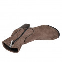Botines para mujer con cremallera en gamuza y material elástico gris pardo tacon 8 - Tallas disponibles:  42