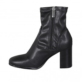 Woman's ankle boot in black elastic material and leather with zipper heel 8 - Available sizes:  42, 43 2