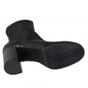 Botines para mujer en piel y materal élastico negro con cremallera tacon 8 - Tallas disponibles:  42, 43