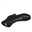 Botines para mujer en piel y materal élastico negro con cremallera tacon 8 - Tallas disponibles:  42, 43