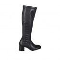 Bottes pour femmes avec demi fermeture éclair en cuir et matériau elastique noir talon 6 - Pointures disponibles:  43