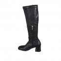 Bottes pour femmes avec demi fermeture éclair en cuir et matériau elastique noir talon 6 - Pointures disponibles:  43