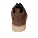 Woman's Oxford laced shoe with captoe in brown suede heel 3 - Available sizes:  43, 45