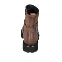 Woman's ankle boot with buckle and zipper in brown leather heel 3 - Available sizes:  32