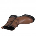 Stivaletto da donna con fibbia e cerniera in pelle color cuoio tacco 3 - Misure disponibili: 32