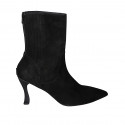 Botin para mujer con cremallera y elasticos en gamuza negra tacon 9 - Tallas disponibles:  42