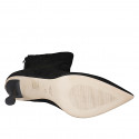 Woman's ankle boot with zipper and elastic bands in black suede heel 9 - Available sizes:  42