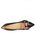 Women's pump shoe in black leather with accessory heel 8 - Available sizes:  31, 32