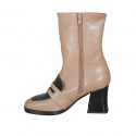 Stivaletto da donna con cerniera in pelle nude e vernice nera tacco 8 - Misure disponibili: 42, 44