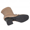 Botines para mujer con cremallera en piel nude y charol negro tacon 8 - Tallas disponibles:  42, 44