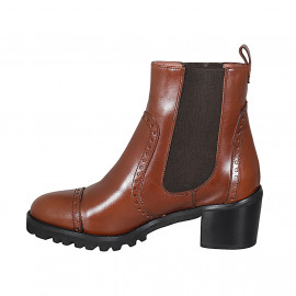 Botines para mujer con elasticos y puntera en piel cognac tacon 6 - Tallas disponibles:  43 2