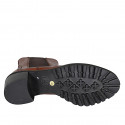 Botines para mujer con elasticos y puntera en piel cognac tacon 6 - Tallas disponibles:  43