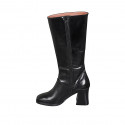 Botas para mujer en piel negra con cremallera tacon 8 - Tallas disponibles:  32, 42