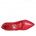 Woman's pointy pump in red leather heel 9 - Available sizes:  42