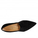 Woman's slipper shoe in black embroidered velvet heel 3 - Available sizes:  42