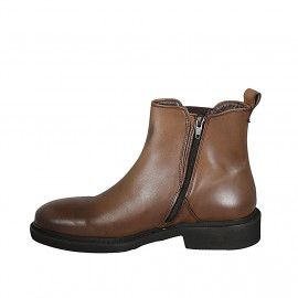 Stivaletto da uomo con elastico e cerniera in pelle marrone - Misure disponibili: 38 2