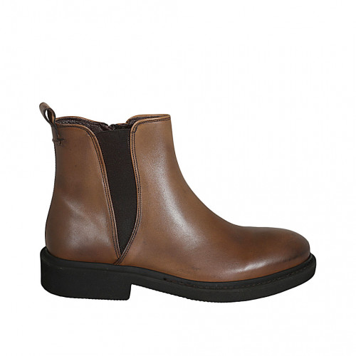 Stivaletto da uomo con elastico e cerniera in pelle marrone - Misure disponibili: 38