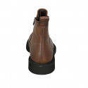 Men's ankle boot with elastic band and zipper in brown leather - Available sizes:  38