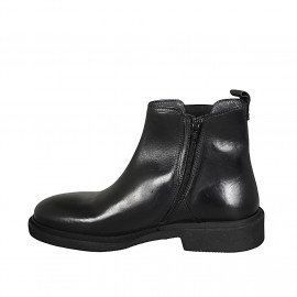Botin para hombre con elastico y cremallera en piel negra - Tallas disponibles:  38, 49 2