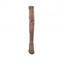 Bottes au dessous de ginou pour femmes en daim et materiau elastique taupe talon 7 - Pointures disponibles:  42, 43