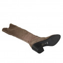 Bottes au dessous de ginou pour femmes en daim et materiau elastique taupe talon 7 - Pointures disponibles:  42, 43