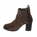 Bottines pour femmes avec élastiques en daim marron talon 7 - Pointures disponibles:  43