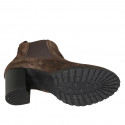 Woman's ankle boot with elastic bands in brown suede heel 7 - Available sizes:  43