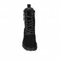 Stivaletto stringato da donna con cerniere e punta squadrata in camoscio nero tacco 4 - Misure disponibili: 32, 33