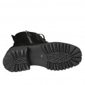 Stivaletto stringato da donna con cerniere e punta squadrata in camoscio nero tacco 4 - Misure disponibili: 32, 33