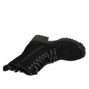 Botin para mujer con cremalleras, cordones y punta cuadrada en gamuza negra tacon 4 - Tallas disponibles:  32, 33