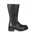 Bota para mujer con cremallera y elastico en piel negra tacon 4 - Tallas disponibles:  32, 33