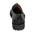 Woman's laced derby shoe with brogue pattern in black patent leather heel 3 - Available sizes:  44, 45