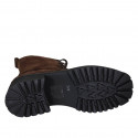 Woman's laced ankle boot with zipper, fur lining and squared tip in brown suede heel 5 - Available sizes:  42