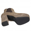 Woman's ankle boot with platform and elastic bands in taupe suede heel 9 - Available sizes:  42, 45