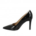 Woman's pointy pump in black patent leather with heel 9 - Available sizes:  32